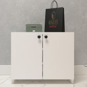 Kenzlife Kapaklı Ayakkabılık Bosnevi Mat Beyaz Suntalam 050 080 30 Oniki Çift Ayakkabı Kapasitesi Arkalıksız Beyaz