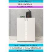 Kenzlife Kapaklı Ayakkabılık Bosnevi Mat Beyaz Suntalam 080*040*30 On Çift Ayakkabı Kapasitesi Arkalıksız