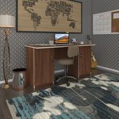 Kenzlife Masi Oka 75x160x60 cm Ceviz Kilitli Kapaklı Çift Dolaplı Ofis Masası