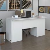 Kenzlife Masi Oka 75x160x80 cm Çift Raflı Dolap Beyaz Çalışma Masası