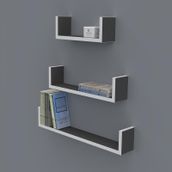 Kenzlife Müjgan 012*060-045-030*20 Gri Duvar Rafı Kitaplık