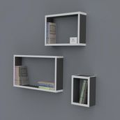 Kenzlife Neslişah 030*060*20*3 Gri Duvar Rafı Kitaplık