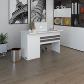 Kenzlife ofis masası kamikaze byz sağ 75*110*60 raflı dolap şeritli bilgisayar çalışma masası - Beyaz - 75x170x60