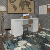 Kenzlife ofis masası masi oka byz 75*150*60 kilitli kapaklı dolap çiftli bilgisayar çalışma masası - Beyaz - 75x170x60