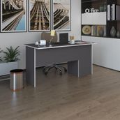 Kenzlife Ofis Masası Miyamoto Gri Sol 75*110*60 Raflı Dolap Bilgisayar Çalışma Masası - ebat
