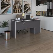 Kenzlife ofis masası yoko ono gri sol 75*120*80 raflı dolap eşkenar bilgisayar çalışma masası - Beyaz - 75x170x60