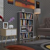 Kenzlife Süper Ga 120x80x19 cm 4 Katlı Tek Bölme Gri Kitaplık