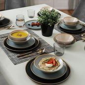 Keramika Safir Gri 6 Kişilik 24 Parça Yemek Takımı