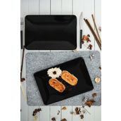 Keramika Siyah 33x21 cm 2 Adet Kayık Tabak