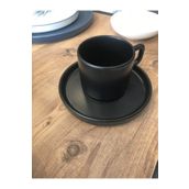 Keramika Stackable Siyah Çay Nescafe Fincanı