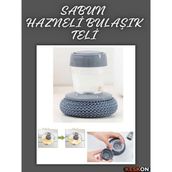 Keskon Deterjan Hazneli Bulaşık Süngeri | Paslanmaz Tel Başlıklı | Sıvı Sabunlu Pratik Temizlik Süngeri - Gri