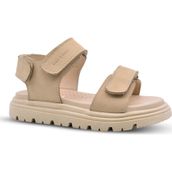 kids A more Çift Cırtlı Hakiki Deri Unisex Çocuk Sandalet Bej Rengi Santos
