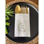 Kidspartim 12'li 40x40 cm Gold Yaldızlı Beyaz Better Together Cepli Peçete