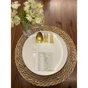 Kidspartim 12'li 40x40 cm Gold Yaldızlı Beyaz Cepli Havuç Çiçeği Peçete
