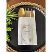 Kidspartim 12'li 40x40 cm Gold Yaldızlı Beyaz Çerçeveli Nişanımıza Hoşgeldiniz Cepli Peçete