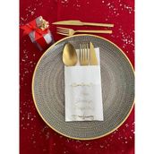 Kidspartim 12'li 40x40 cm Gold Yaldızlı Beyaz Kına Gecemize Hoşgeldiniz Cepli Peçete