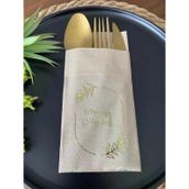 Kidspartim 12'li 40x40 cm Gold Yaldızlı Kraft Çerçeveli Nişanımıza Hoşgeldiniz Cepli Peçete