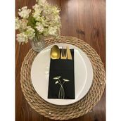 Kidspartim 12'li 40x40 cm Gold Yaldızlı Siyah Cepli Havuç Çiçeği Peçete