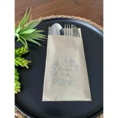Kidspartim 12'li 40x40 cm Gümüş Yaldızlı Kraft Bir Ömür El Ele Cepli Peçete