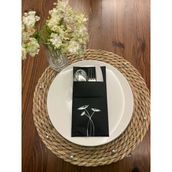 Kidspartim 12'li 40x40 cm Gümüş Yaldızlı Siyah Cepli Havuç Çiçeği Peçete