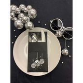 Kidspartim 12'li 40x40 cm Gümüş Yaldızlı Siyah Disco Topu Cepli Peçete