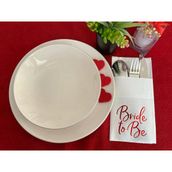 Kidspartim 12'li 40x40 cm Kırmızı Yaldızlı Beyaz Bride To Be Cepli Aır Touch Peçete