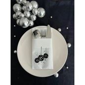 Kidspartim 12'li 40x40 cm Siyah Yaldızlı Beyaz Disco Topu Cepli Peçete