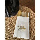 Kidspartim 12'li Gold Yaldızlı Beyaz Kuwait Town Cepli Peçete