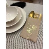 Kidspartim 12'li Gold Yaldızlı Kraft Cepli Hindiba Çiçeği Peçete
