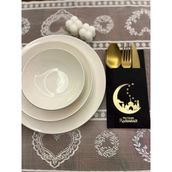 Kidspartim 12'li Gold Yaldızlı Siyah Hoşgeldin Ramazan Yeni Ay Desenli Cepli Peçete