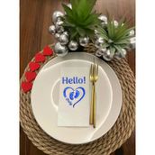 Kidspartim 16'lı Mavi Yaldızlı Beyaz hello Baby Ayaklı Peçete