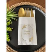 Kidspartim Gold Yaldızlı Beyaz Çerçeveli Nişanımıza Hoşgeldiniz Cepli Peçete 12 Adet 40X40