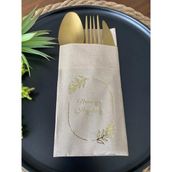 Kidspartim Gold Yaldızlı Kraft Çerçeveli Nişanımıza Hoşgeldiniz Cepli Peçete 12 Adet 40X40