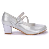 Kiko 750 Gümüş Vakko 4 cm Topuk Günlük Kız Çocuk Babet