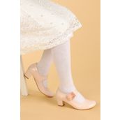 Kiko 751 Pudra Rugan 4 cm Topuk Günlük Kız Çocuk Babet