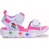 Kiko Kids 100 Beyaz Pembe Işıklı Günlük Kız Çocuk Sandalet