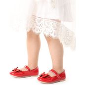 Kiko Kids Ege 204 Rugan Kırmızı Taşlı Cırtlı Fiyonklu Kız Çocuk Babet