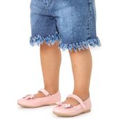 Kiko Kids Ege 204 Rugan Pudra Taşlı Cırtlı Fiyonklu Kız Çocuk Babet