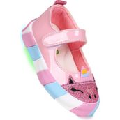 Kiko Kids Gilan Cırtlı Işıklı Pembe Kız Bebek Babet