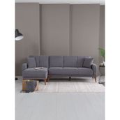 Kilim Mobilya Minimal Uzanmalı Köşe Takımı V2 (İKİLİ SOL ÜNİTE UZANMA SAĞ ÜNİTE) Koyu Gri