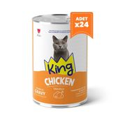 King Sos İçerisinde Et Parçacıklı Tavuklu 24x400 gr Kedi Konservesi
