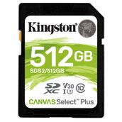 Kingston SDS2 512GB SDXC Canvas Select Plus 100R C10 UHS-I U3 V30 Sd Hafıza Kartı