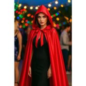 Kırmızı Şeytan Pelerini Kapşonlu 120 cm Halloween Kostüm Aksesuarı
