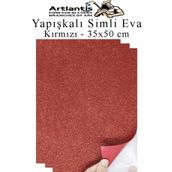 Kırmızı Yapışkanlı Simli Eva 35X50 Cm 3 Adet Simli Yapışkanlı Eva Süngeri Okul Kreş Anasınıfı Elişi Etkinlikleri Hobi