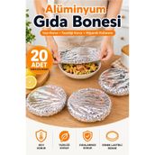 Kitchen Beauty 20 Adet Alüminyum Tabak Bonesi Tazeliği Koruyan Tencere ve Tabak Bonesi Isı Yalıtımlı Kapak