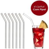 Kitchen Damys Lüks Şeffaf 6'lı Eğimli Cam Pipet