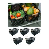 Kitchen Dream Siyah 5 Adet Çok Amaçlı Plastik Tutacaklı Organizer Sepet , Dolap Içi & Çekmece & Banyo Düzenleyici