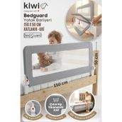 Kiwi Bebek Güvenlik Yatak Bariyeri – Katlanır Çocuk Uyku Yatak Korkuluğu, Düşme Önleyici – 150x50 Gri