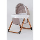 Kiwi Sleeper Anne Yanı Beşik, Portatif, Sallanır, Katlanır, Tekerlekli, Ahşap Bebek Beşiği Luna Desen - Coffe Renk - Kahve - Beyaz