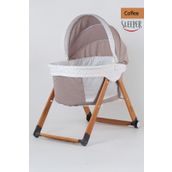 Kiwi Sleeper Anne Yanı Beşik, Portatif, Sallanır, Katlanır, Tekerlekli Bebek Beşiği - Luna Desen Coffe